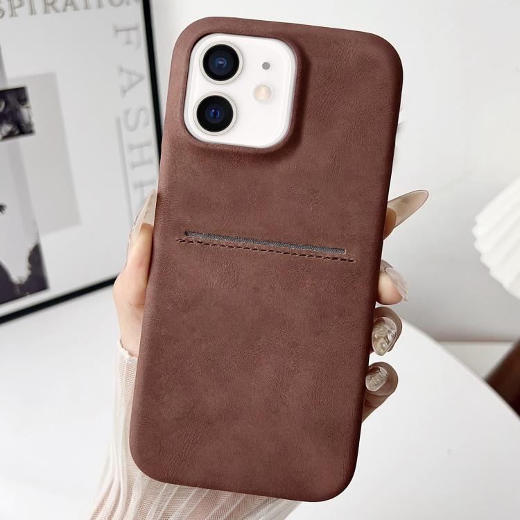 

For iPhone 12 / 12 Pro Skin Feel Sheepskin Card Slot Phone Case(Brown)