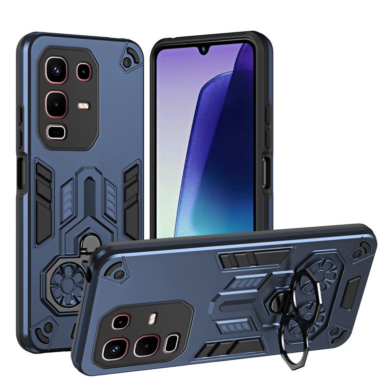 

For Infinix Note 50s Double-Ring Holder PC Hybrid TPU Phone Case(Ocean Blue)