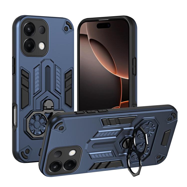 

For OPPO K13 / K12s Double-Ring Holder PC Hybrid TPU Phone Case(Ocean Blue)