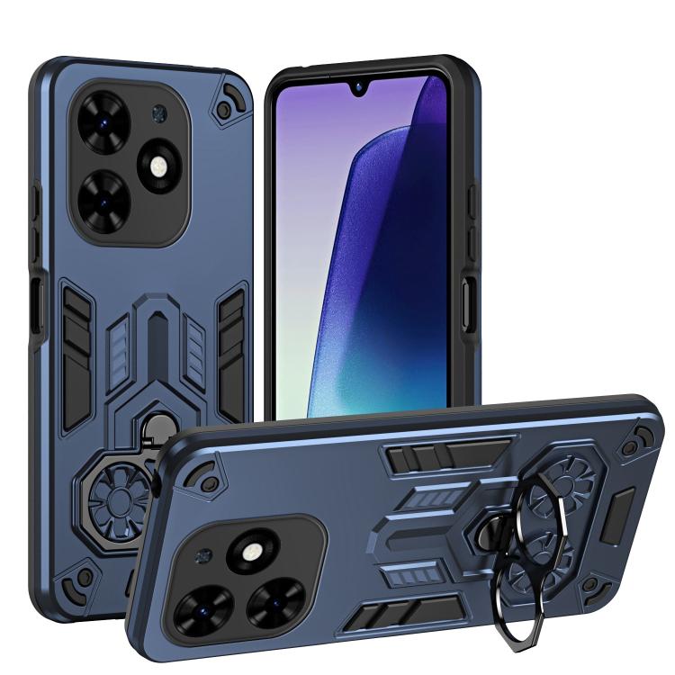 

For Tecno Spark Go 2024 / Pop 8 Double-Ring Holder PC Hybrid TPU Phone Case(Ocean Blue)
