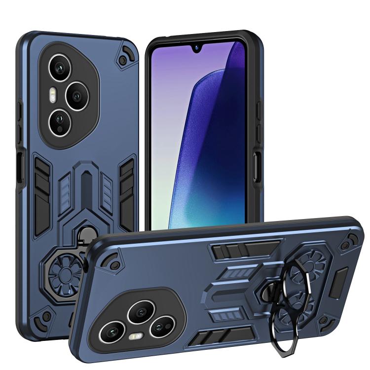 

For Honor 400 Pro Global 160.8mm Double-Ring Holder PC Hybrid TPU Phone Case(Ocean Blue)