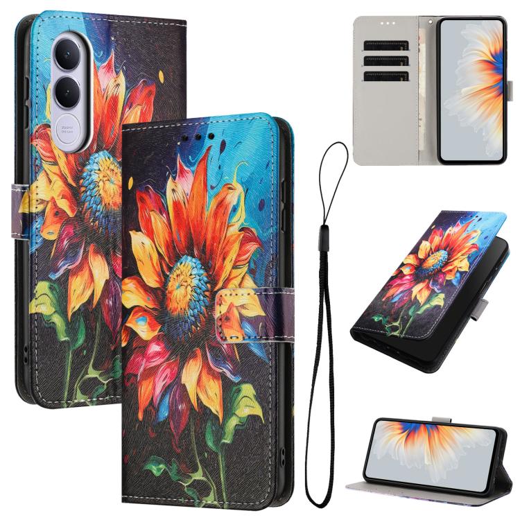 

For vivo V70 FE 5G Color Drawing Pattern Leather Phone Case(Sunflower)