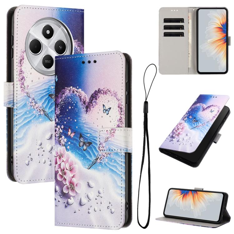 

For Redmi 14C 4G / A4 / A3 Pro Color Drawing Pattern Leather Phone Case(Love Butterfly)