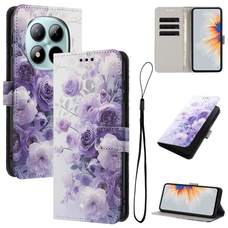 

For Redmi Note 15 Pro+ 5G Global 163.3mm Color Drawing Pattern Leather Phone Case(Purple Rose)