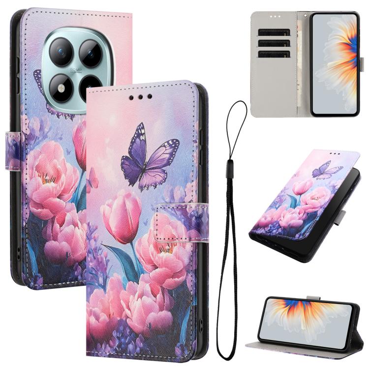 For Redmi Note 15 Pro 5G Global 163.6mm Color Drawing Pattern Leather Phone Case(Pink Butterfly)