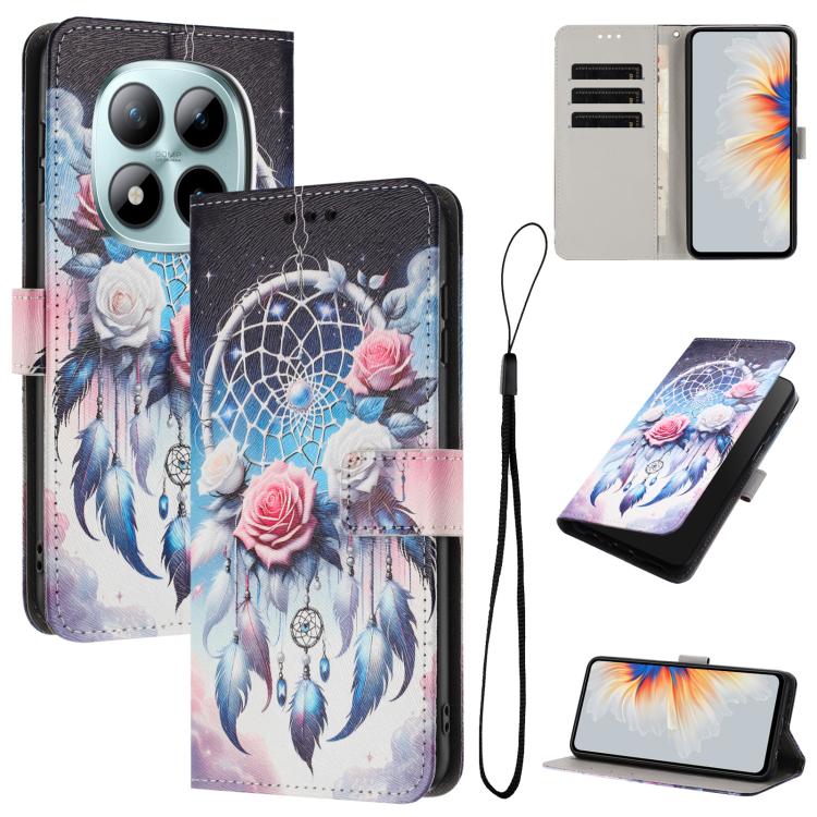 

For Redmi Note 15 Pro 5G Global 163.6mm Color Drawing Pattern Leather Phone Case(Flower Wind Chime)
