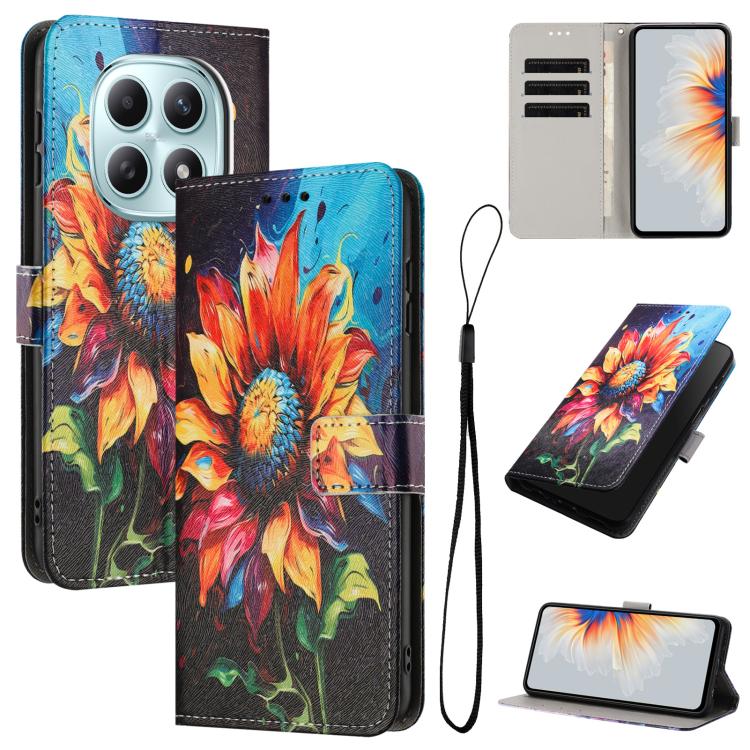 For Redmi Note 15 5G / 4G Global 164mm Color Drawing Pattern Leather Phone Case(Sunflower)