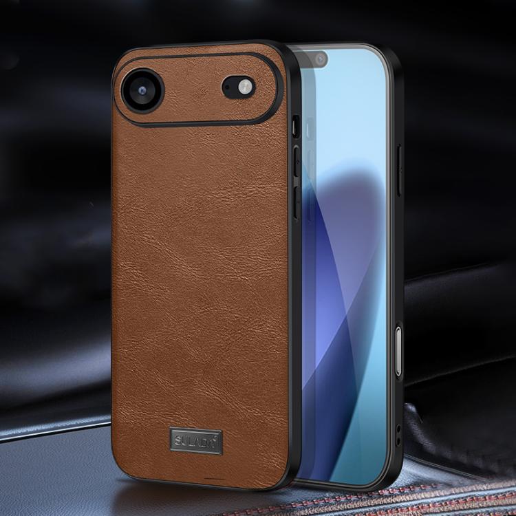 

For iPhone Air SULADA Shockproof TPU Hybrid Handmade Leather Phone Case(Brown)
