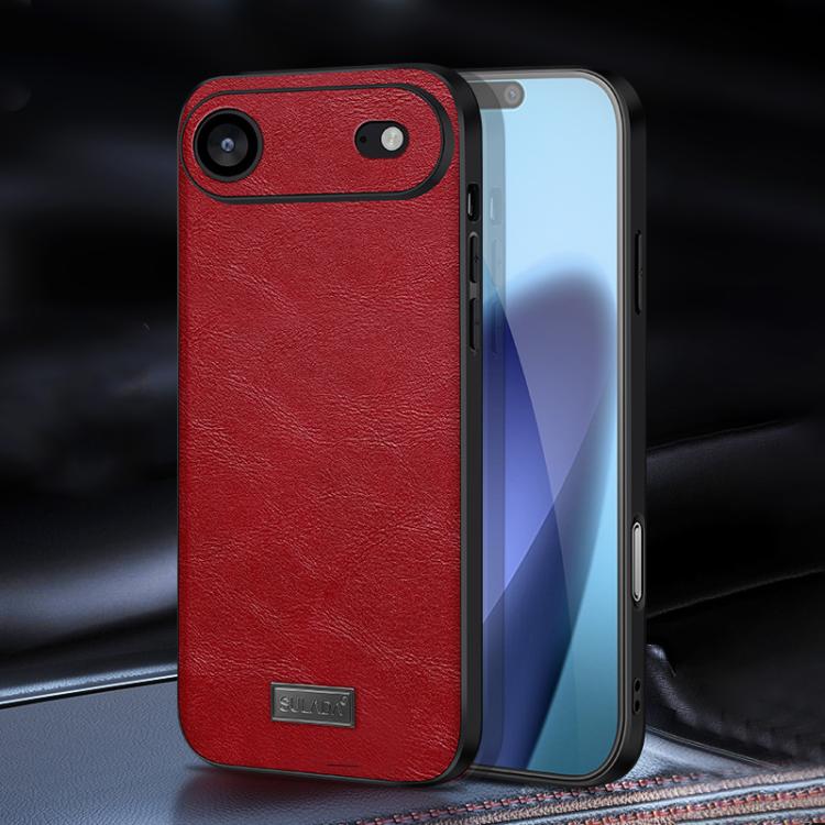

For iPhone Air SULADA Shockproof TPU Hybrid Handmade Leather Phone Case(Red)