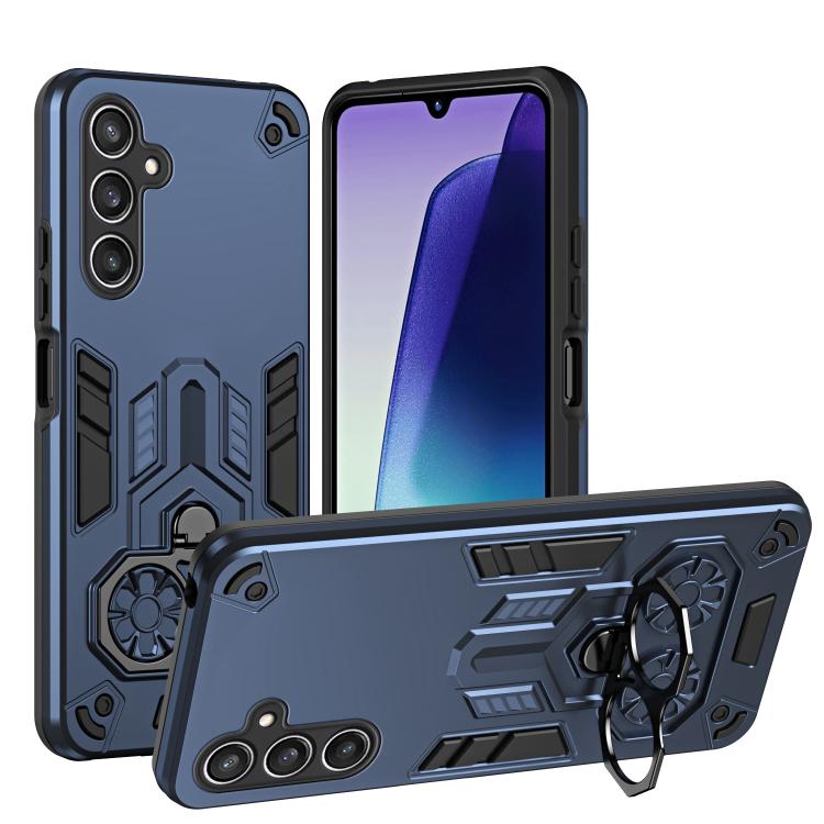 

For Samsung Galaxy S25 5G Double-Ring Holder PC Hybrid TPU Phone Case(Ocean Blue)