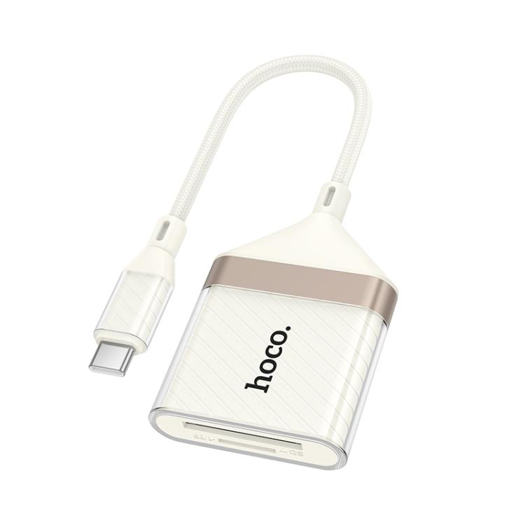 

hoco UA40 Crystal 2 in 1 Type-C to SD and TF Card Reader(Apricot)