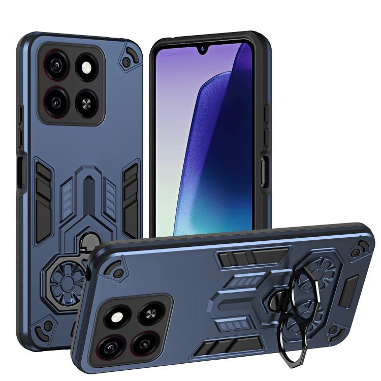 

For ZTE Blade A35 / A55 Double-Ring Holder PC Hybrid TPU Phone Case(Ocean Blue)