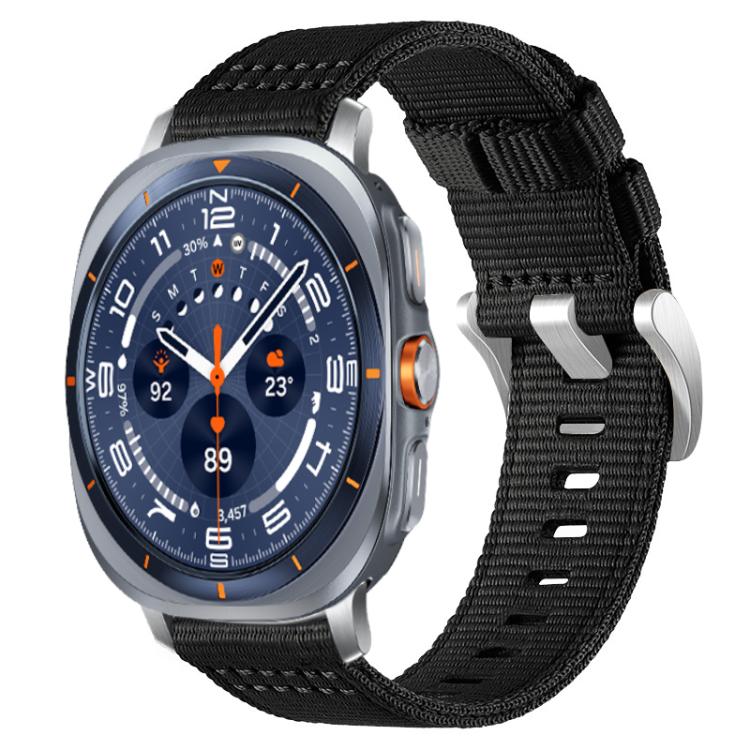 For Samsung Galaxy Watch Ultra / Ultra 2025 xDfind Two-section Nylon Watch Band(Black)