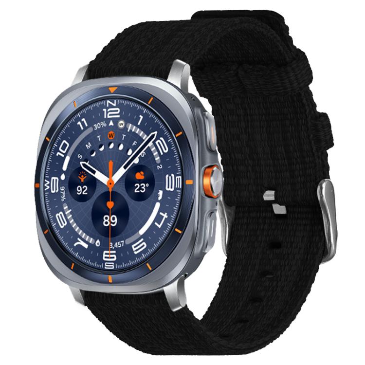 

For Samsung Galaxy Watch Ultra / Ultra 2025 xDfind Nylon Canvas Watch Band(Black)