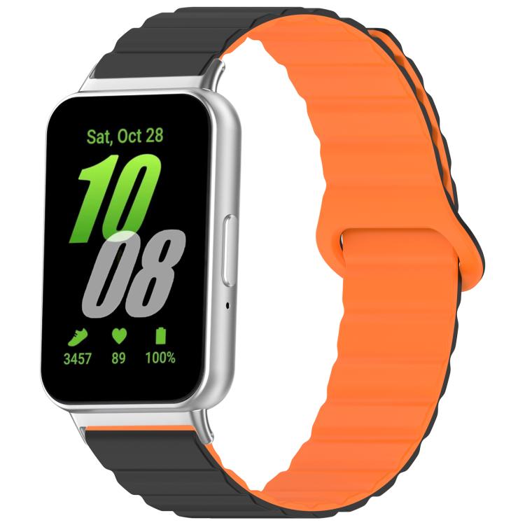 

18mm xDfind Loop Magnetic Glossy Silicone Watch Band(Black Orange)