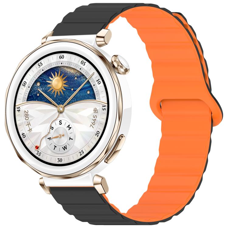 

20mm xDfind Loop Magnetic Glossy Silicone Watch Band(Black Orange)