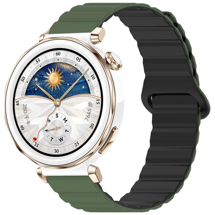 20mm xDfind Loop Magnetic Glossy Silicone Watch Band(Army Green Black)