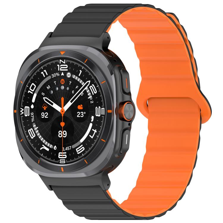 

For Samsung Galaxy Watch Ultra / Ultra 2025 xDfind Loop Magnetic Glossy Silicone Watch Band(Black Orange)
