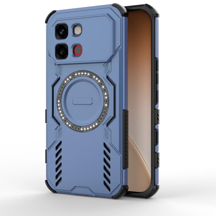

For Infinix Note Edge 5G Global Butterfly Armor MagSafe Magnetic Ring Shockproof Phone Case(Blue)