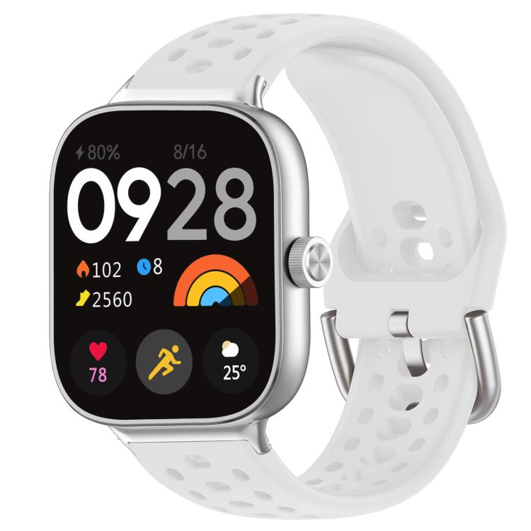 

For Xiaomi Smart Band 9 Pro/8 Pro/Redmi Watch 5/4 xDfind Silver Buckle Silicone Sport Watch Band(White)