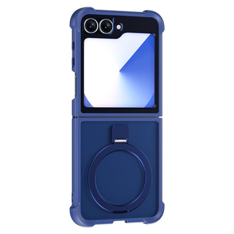 

For Samsung Galaxy Z Flip6 /5 Four-corner Shockproof MagSafe Holder Phone Case(Blue)