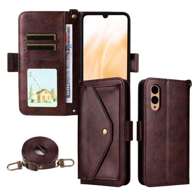 

For Fujitsu Arrows We2 F-52E Multi-card Slots Crossbody Cowhide Leather Phone Case(Brown)