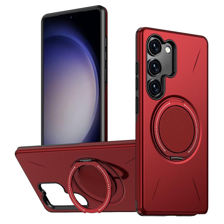 

For Samsung Galaxy S23 FE 5G Metal Rotation Holder MagSafe TPU Hybrid PC Phone Case(Red)