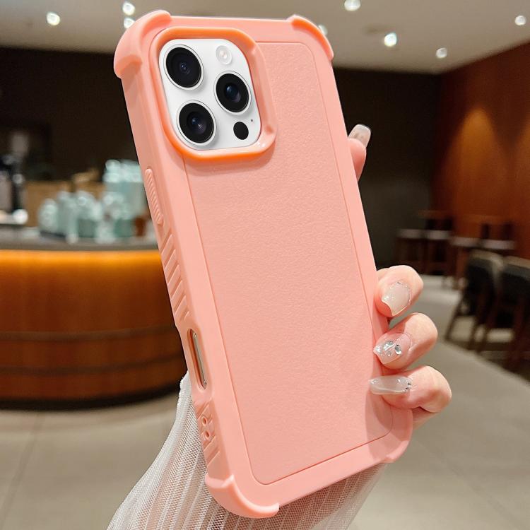 

For iPhone 16 Pro Max Solid Color TPU Hybrid PC Shockproof Phone Case(Pink)