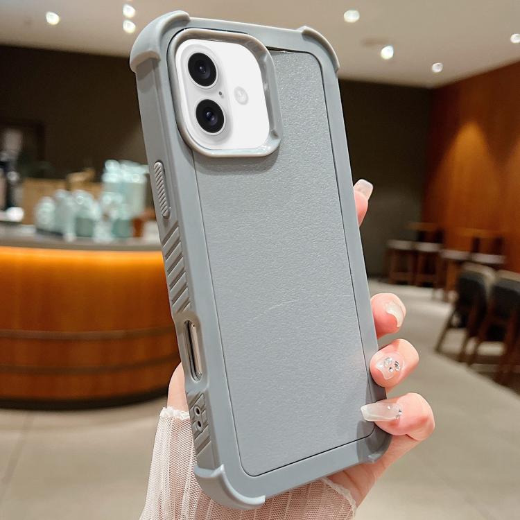 

For iPhone 16 Plus Solid Color TPU Hybrid PC Shockproof Phone Case(Grey)