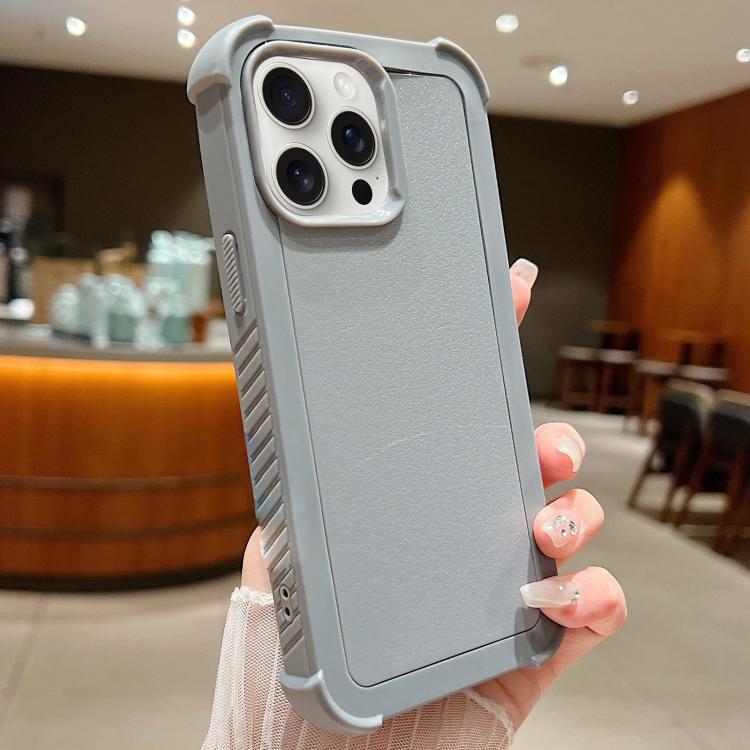 

For iPhone 15 Pro Solid Color TPU Hybrid PC Shockproof Phone Case(Grey)