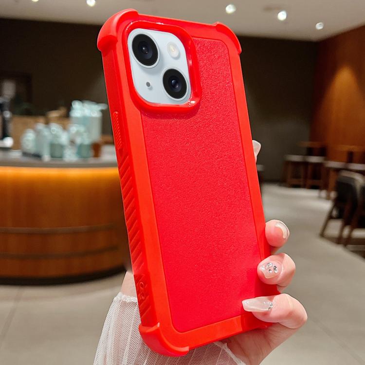 

For iPhone 15 Plus Solid Color TPU Hybrid PC Shockproof Phone Case(Red)
