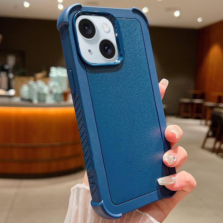 

For iPhone 15 Solid Color TPU Hybrid PC Shockproof Phone Case(Blue)