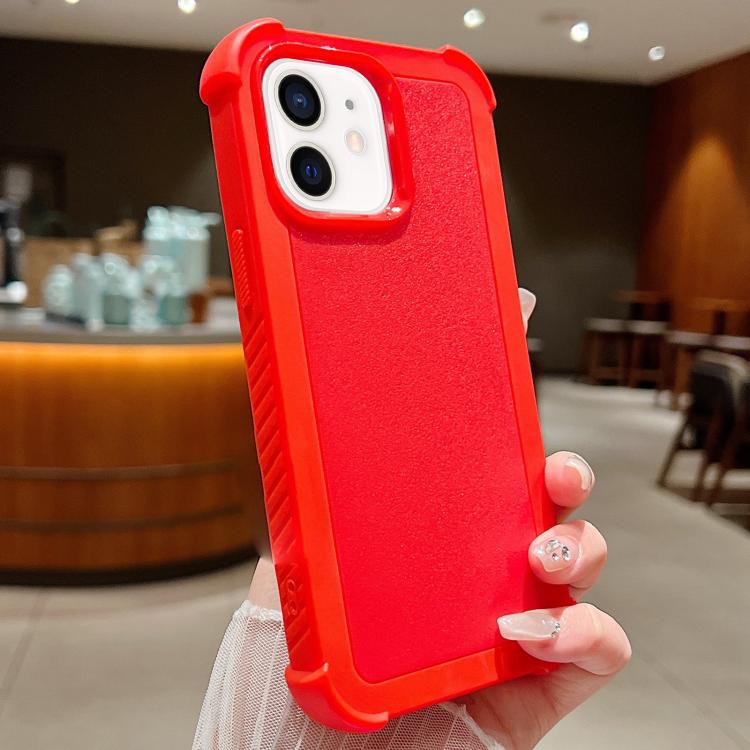 

For iPhone 12 / 12 Pro Solid Color TPU Hybrid PC Shockproof Phone Case(Red)
