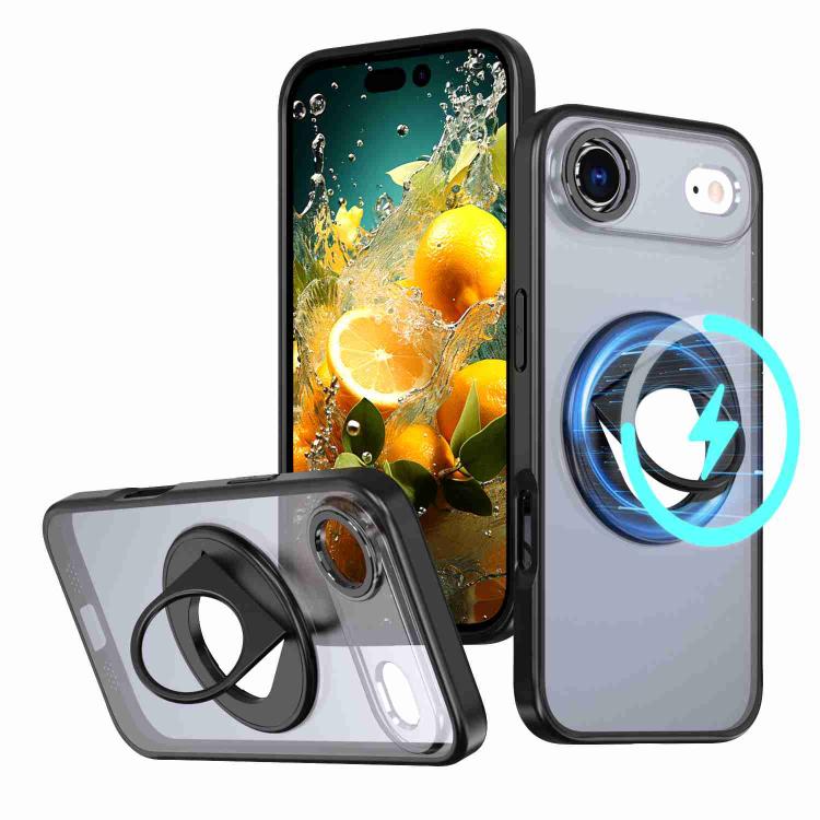 

For iPhone Air Rotating Ring Magnetic Holder Phone Case(Black)