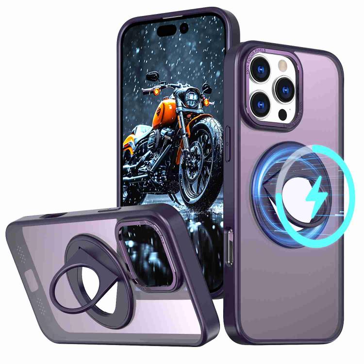 

For iPhone 16 Pro Rotating Ring Magnetic Holder Phone Case(Purple)