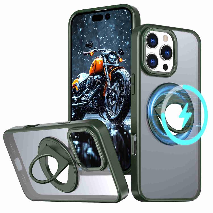 

For iPhone 16 Pro Max Rotating Ring Magnetic Holder Phone Case(Green)