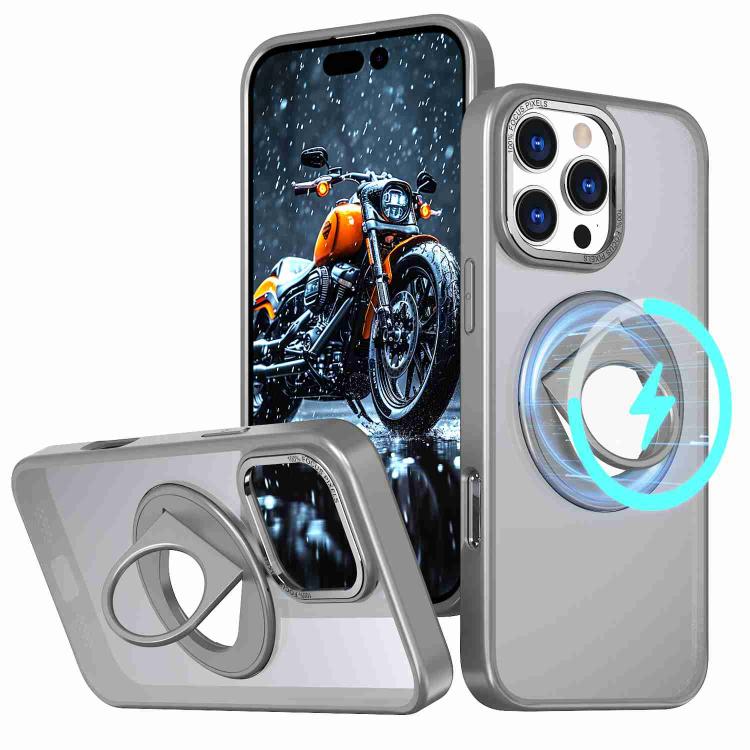 

For iPhone 16 Pro Max Rotating Ring Magnetic Holder Phone Case(Titanium Grey)