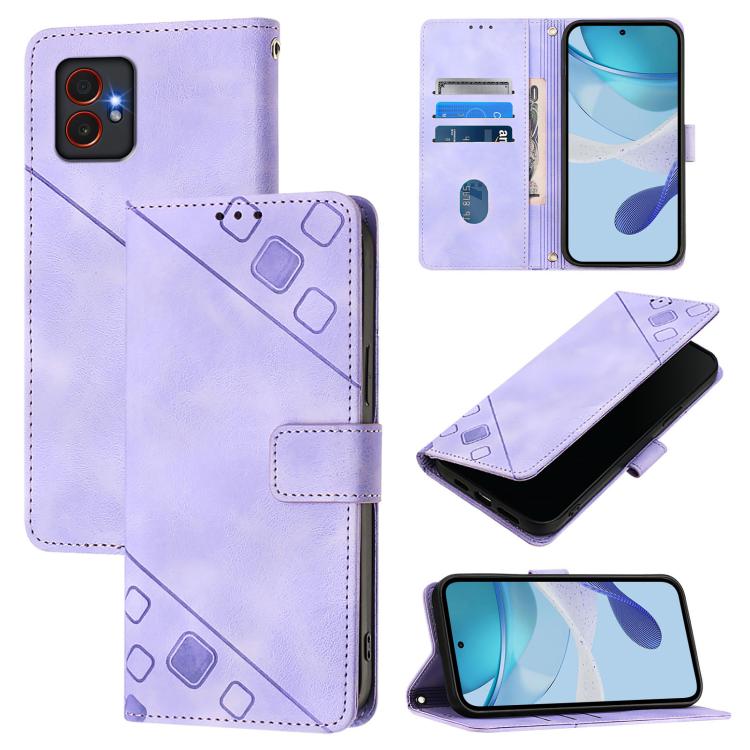 

For Samsung Galaxy XCover7 Pro Skin-feel Embossed Leather Phone Case(Light Purple)
