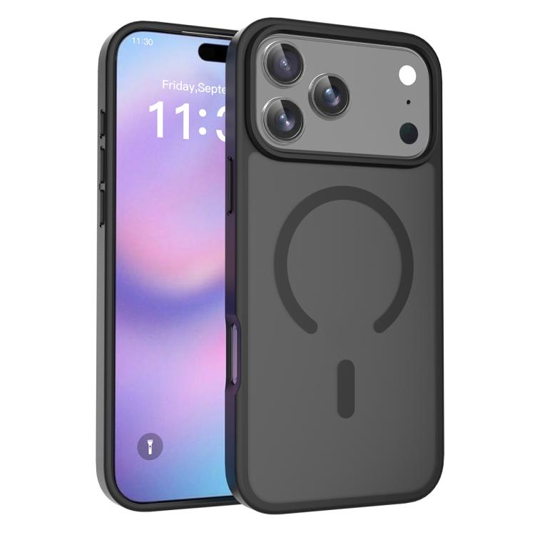 

For iPhone 17 Pro Max Skin Feel TPU Hybrid PC MagSafe Phone Case(Black)