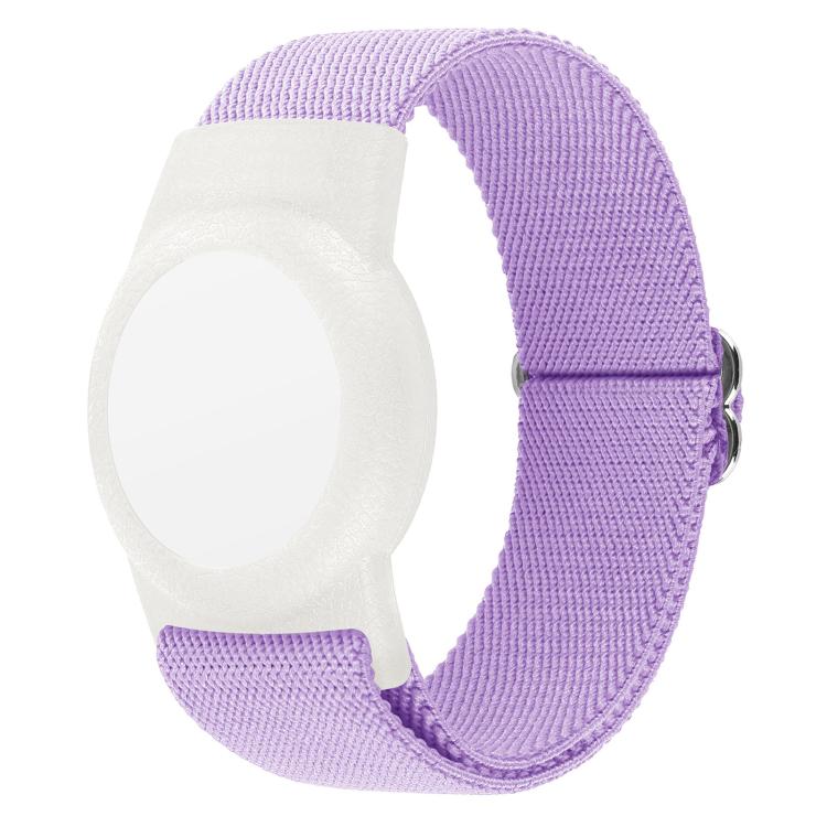 

For AirTag xDfind Adjustable Elastic Nylon Watch Band Style Anti-lost Tracker Protective Cover(Purple)