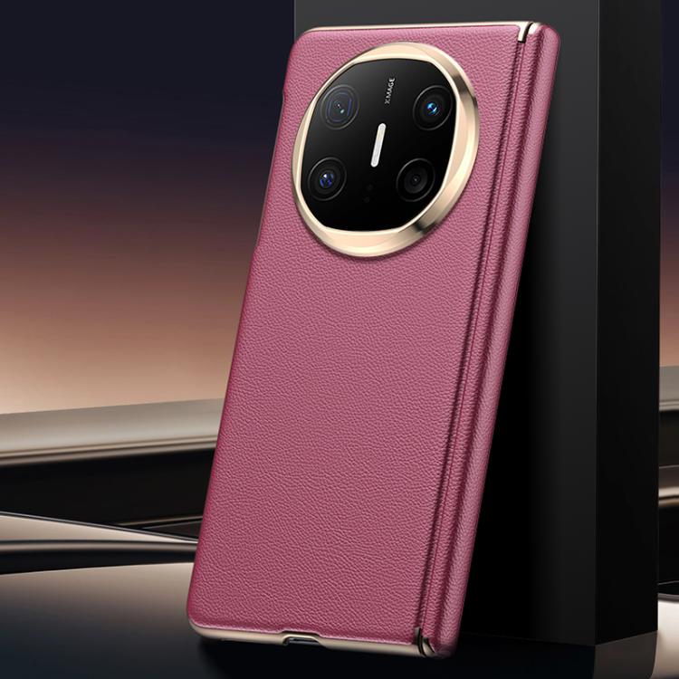 

For Huawei Mate X6 Folding Shaft Skin Feel Leather Texture Cooling MagSafe Phone Case(Red)