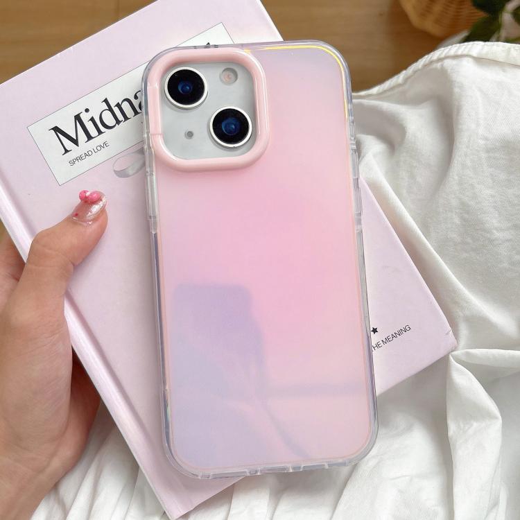 

For iPhone 14 Large Camera Frame Vibrant Jelly Color TPU + IMD Phone Case(Pink)