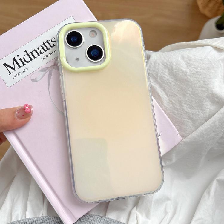

For iPhone 14 Plus Large Camera Frame Vibrant Jelly Color TPU + IMD Phone Case(Yellow)