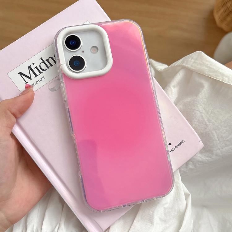 

For iPhone 16 Large Camera Frame Vibrant Jelly Color TPU + IMD Phone Case(Rose Red)