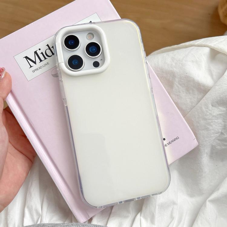 

For iPhone 14 Pro Max Large Camera Frame Vibrant Jelly Color TPU + IMD Phone Case(White)