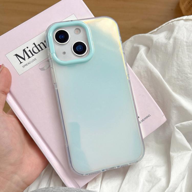 

For iPhone 13 Large Camera Frame Vibrant Jelly Color TPU + IMD Phone Case(Blue)