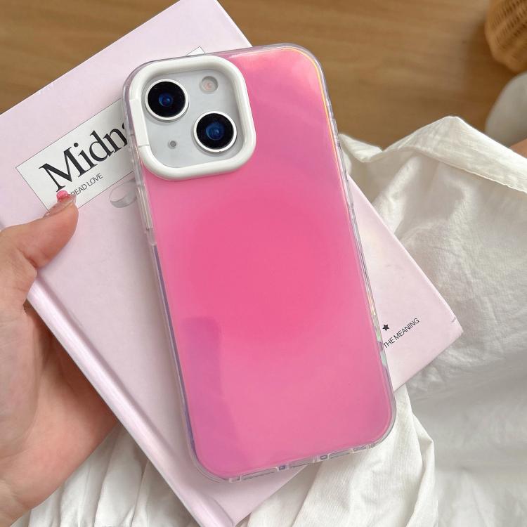 

For iPhone 13 Large Camera Frame Vibrant Jelly Color TPU + IMD Phone Case(Rose Red)