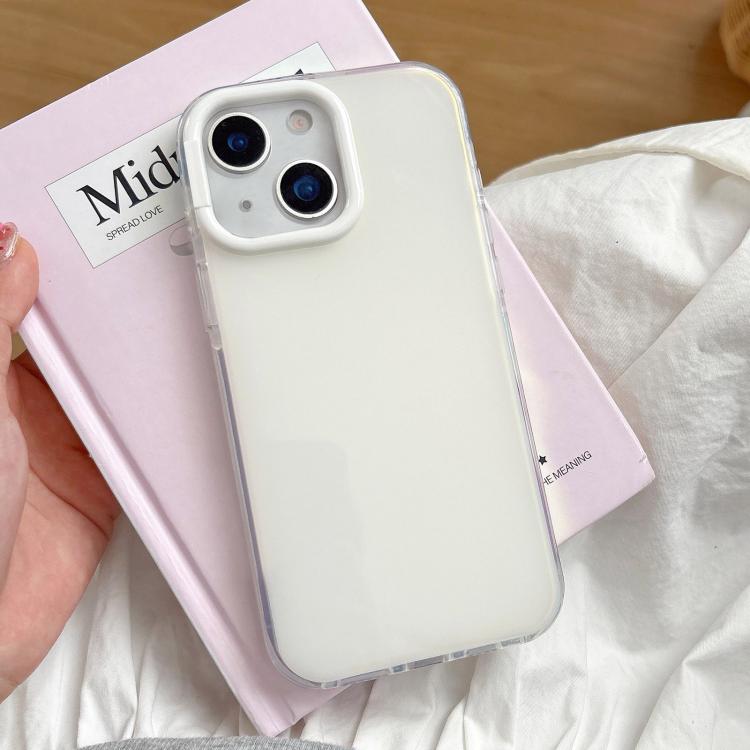 

For iPhone 13 Large Camera Frame Vibrant Jelly Color TPU + IMD Phone Case(White)