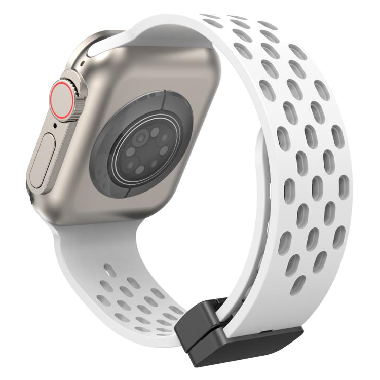 

For Apple Watch 42 / 44 / 45 / 46 / 49mm xDfind Magnetic Clasp Silicone Watch Band(White)