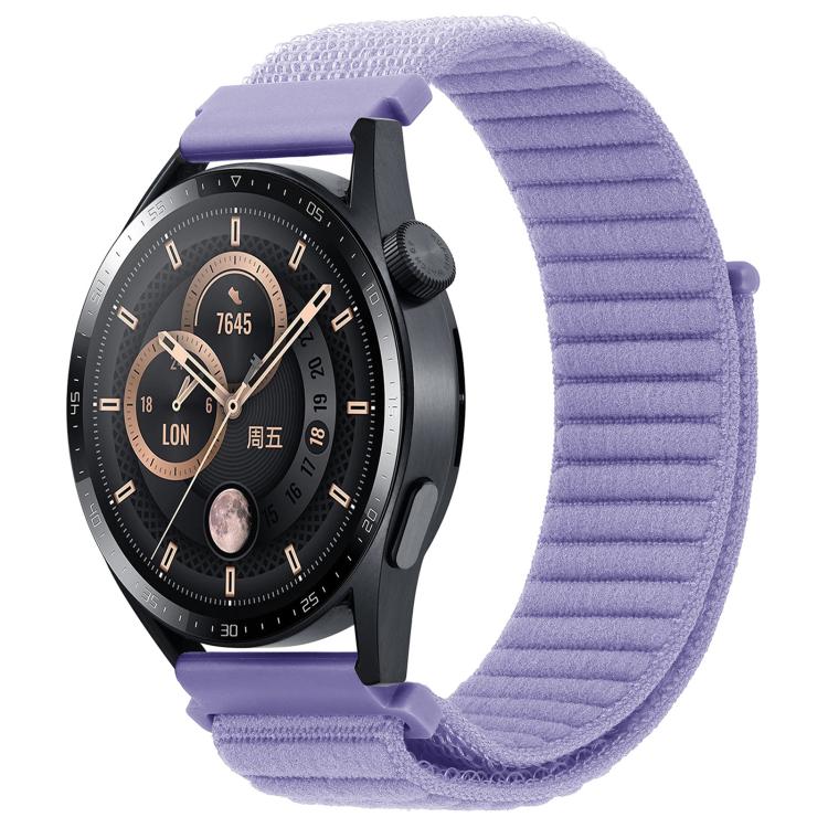 22mm xDfind Wave Texture Nylon Hook and Loop Fastener Watch Band(Lilac)
